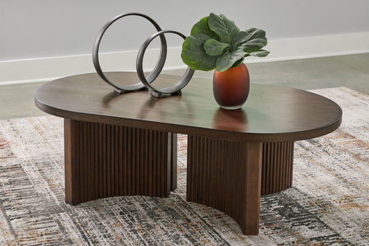 Ocala Furniture Outlet - Ashley Furniture - Korestone Coffee Table - Rectangular Cocktail Table / Dark Brown - T438-1