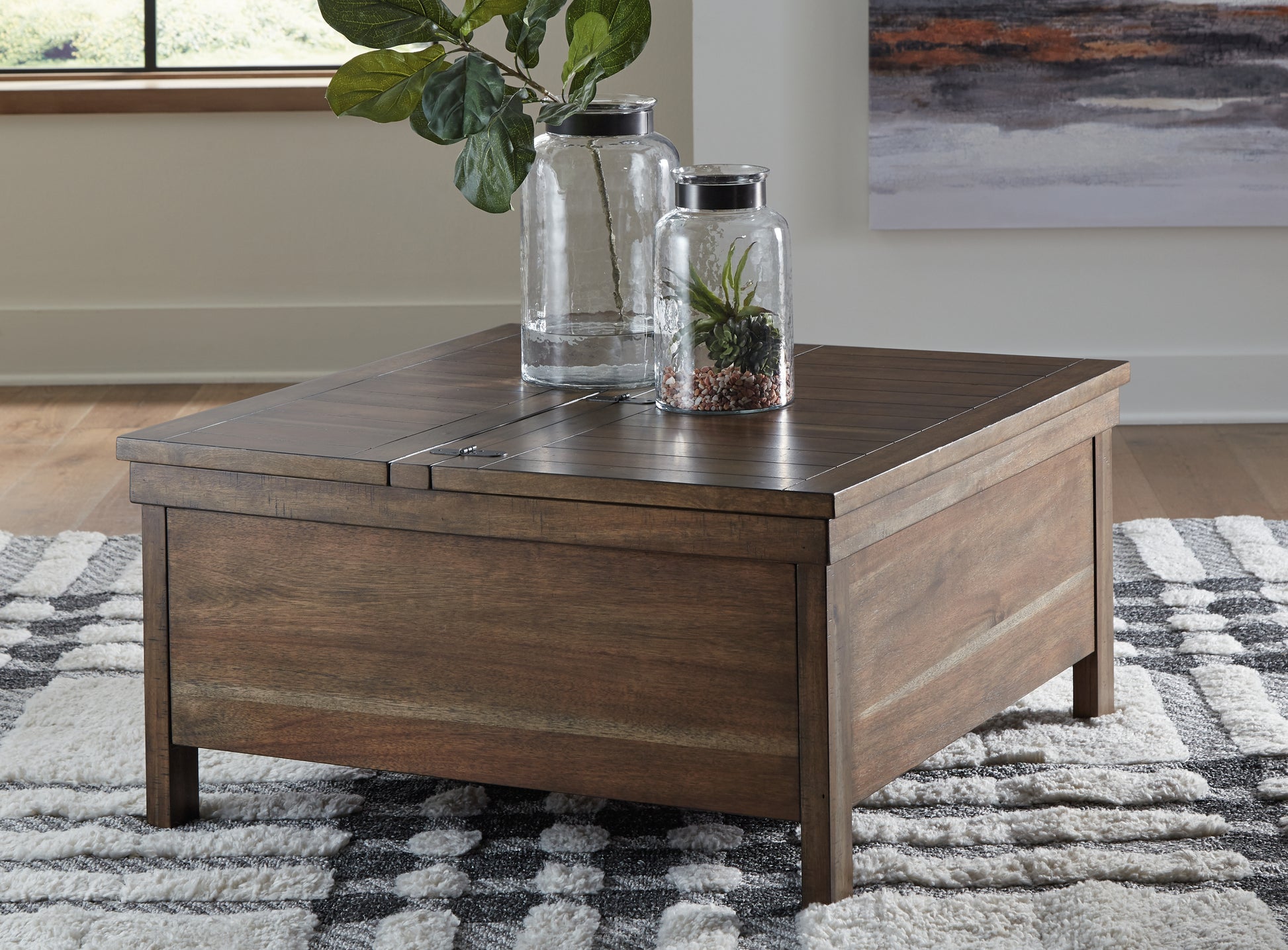 Ocala Furniture Outlet - Ashley Furniture - Moriville Lift-Top Coffee Table - Lift Top Cocktail Table / Grayish Brown - T731-9