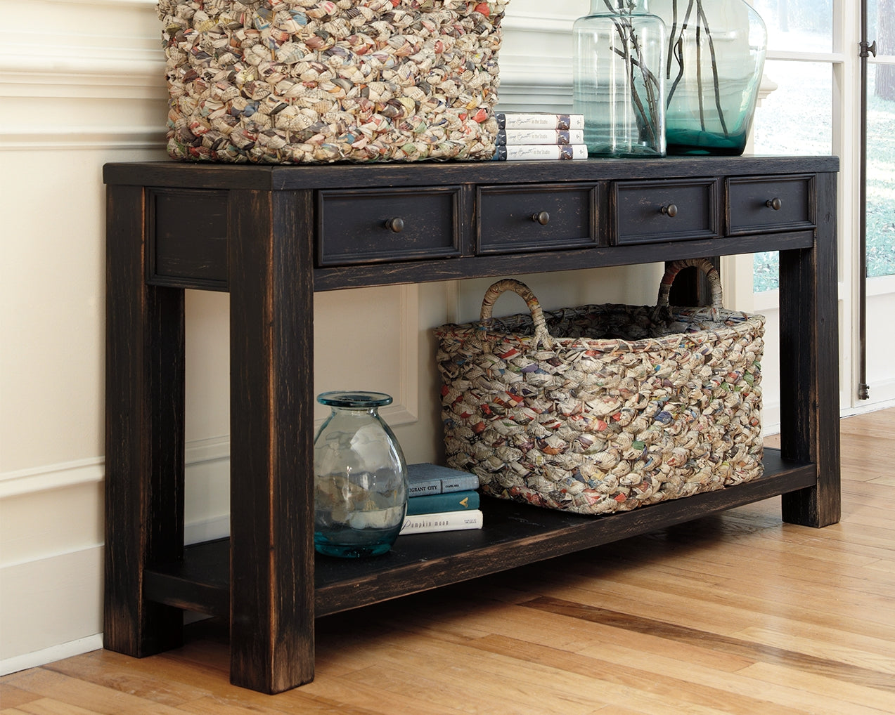 Ocala Furniture Outlet - Ashley Furniture - Gavelston Sofa/Console Table - Sofa Table / Black - T732-4