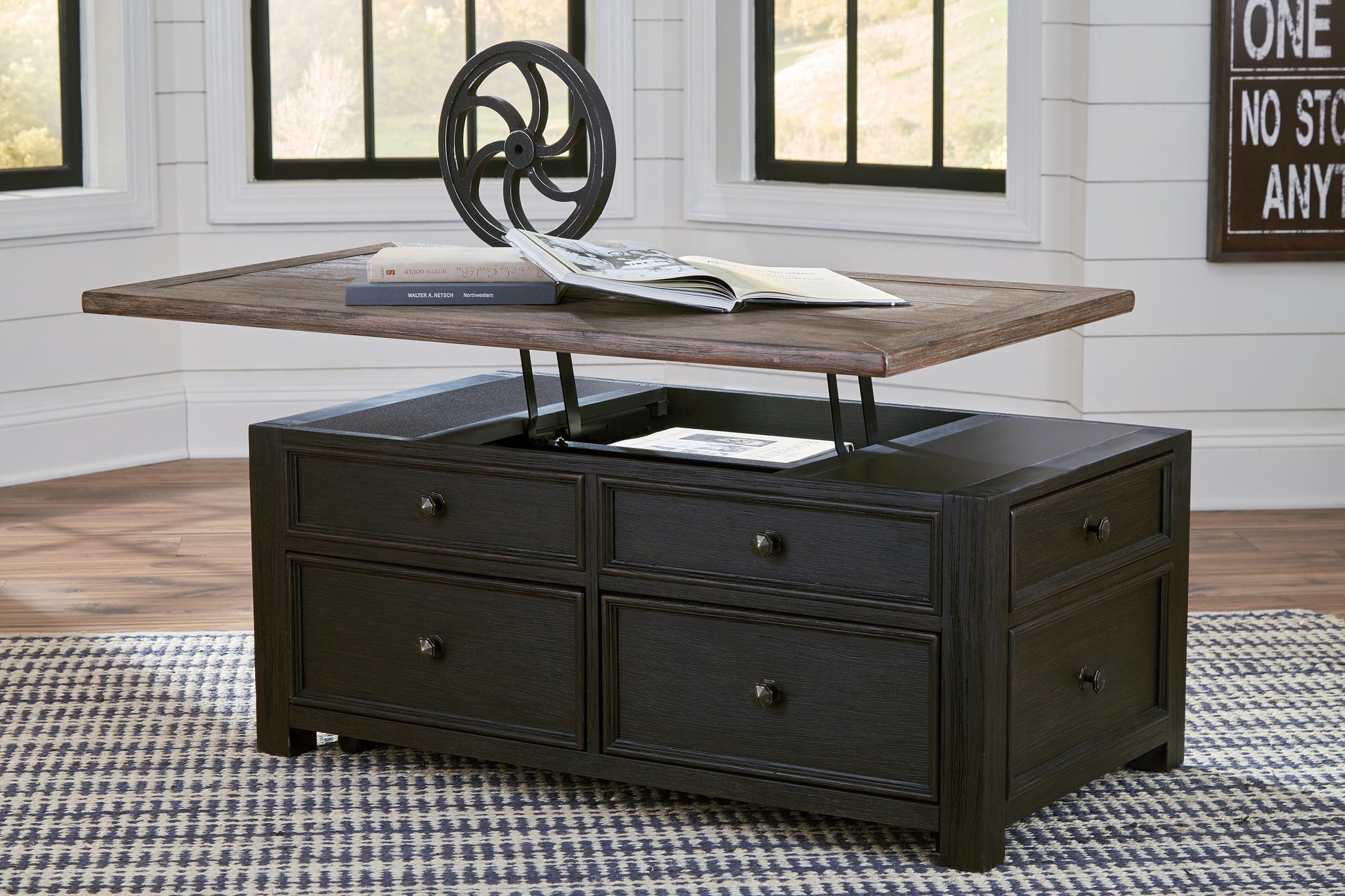 Ocala Furniture Outlet - Ashley Furniture - Tyler Creek Coffee Table with Lift Top - Lift Top Cocktail Table / Grayish Brown/Black - T736-20