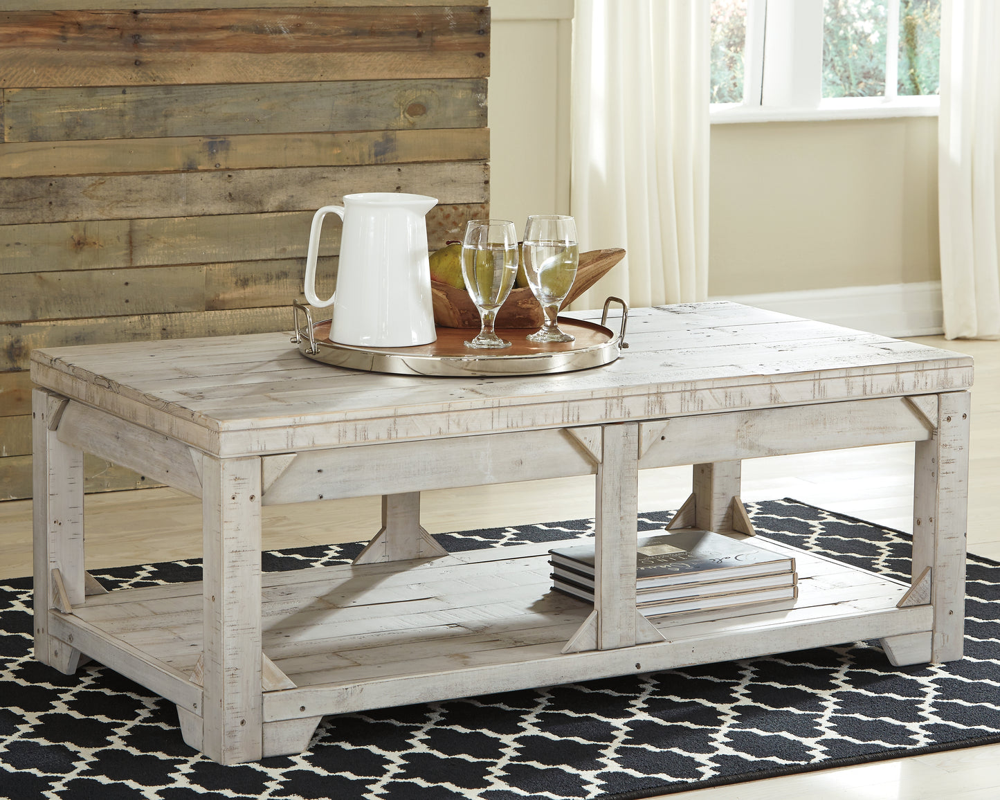 Ocala Furniture Outlet - Ashley Furniture - Fregine Coffee Table with Lift Top - Lift Top Cocktail Table / Whitewash - T755-9