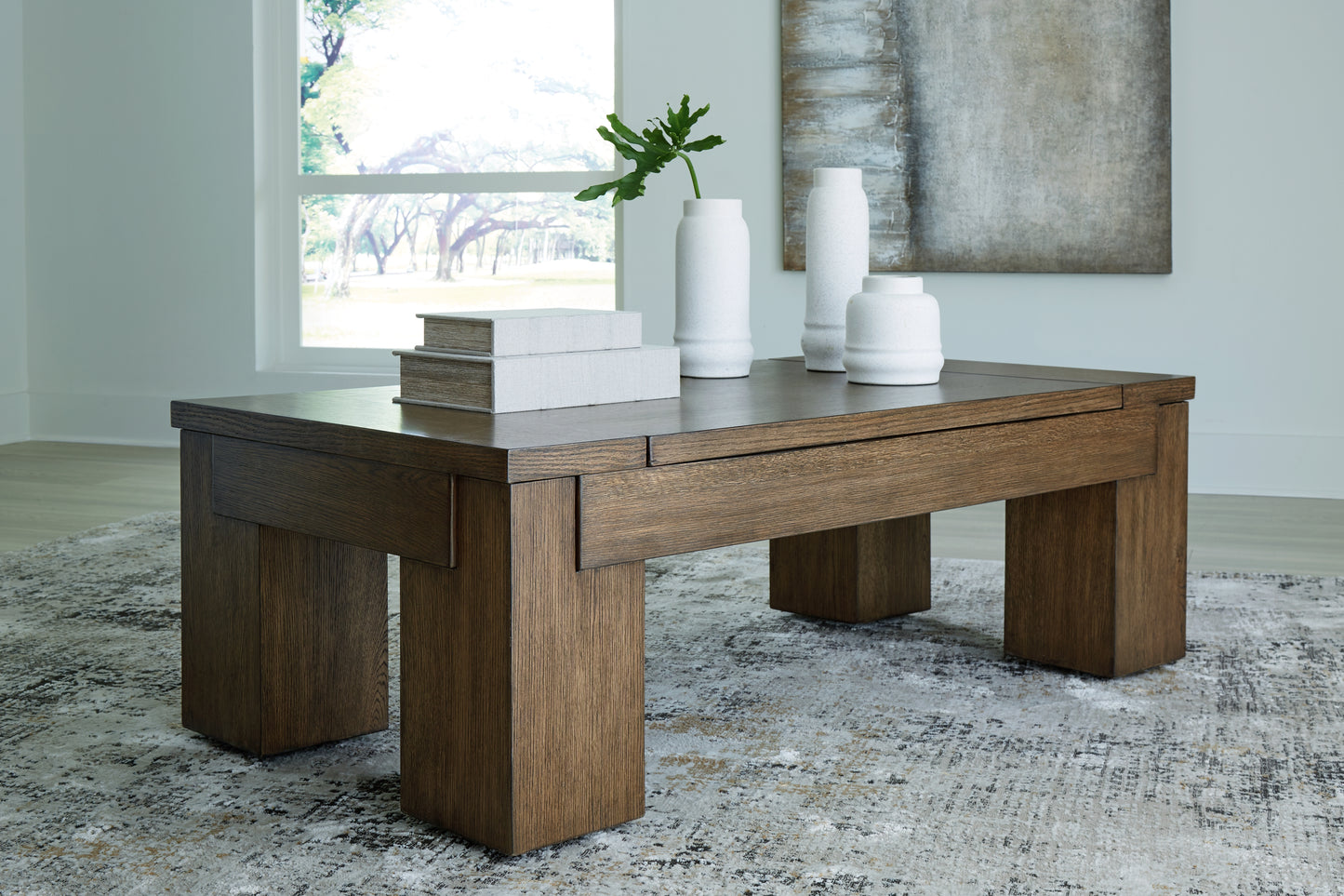 Ocala Furniture Outlet - Ashley Furniture - Rosswain Lift-Top Coffee Table - Lift Top Cocktail Table / Warm Brown - T763-9