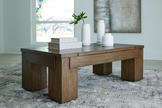 Ocala Furniture Outlet - Ashley Furniture - Rosswain Lift-Top Coffee Table - Lift Top Cocktail Table / Warm Brown - T763-9