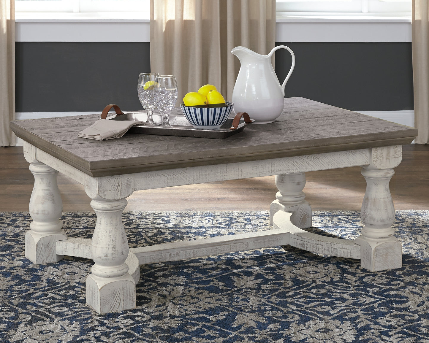 Ocala Furniture Outlet - Ashley Furniture - Havalance Coffee Table - Rectangular Cocktail Table / Gray/White - T814-1