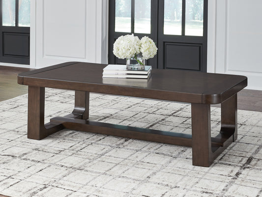Ocala Furniture Outlet - Ashley Furniture - Breckington Coffee Table - Rectangular Cocktail Table / Dark Brown - T856-1