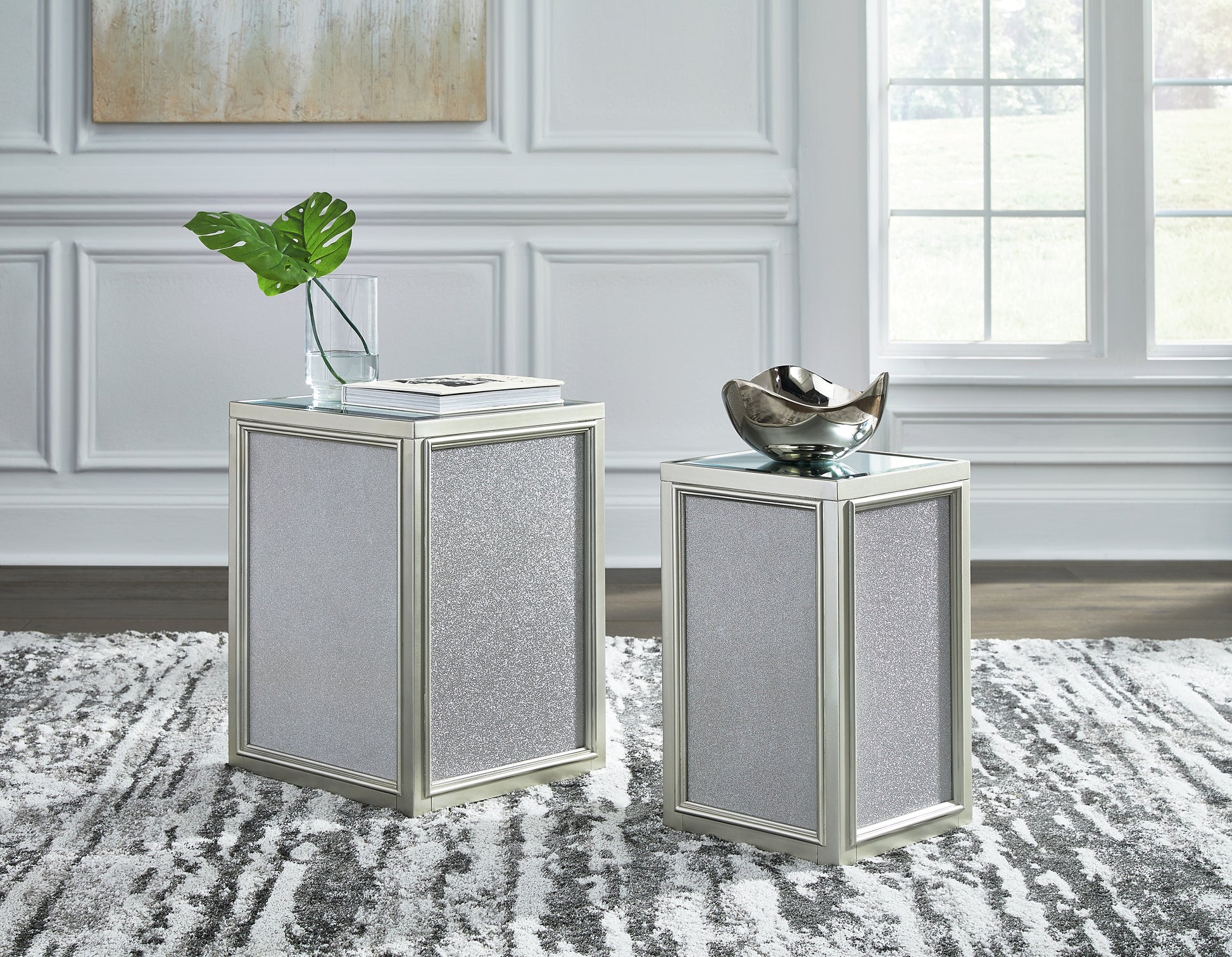 Ocala Furniture Outlet - Ashley Furniture - Traleena Nesting End Table (Set of 2) - Nesting End Tables (Set of 2) / Silver Finish - T957-16