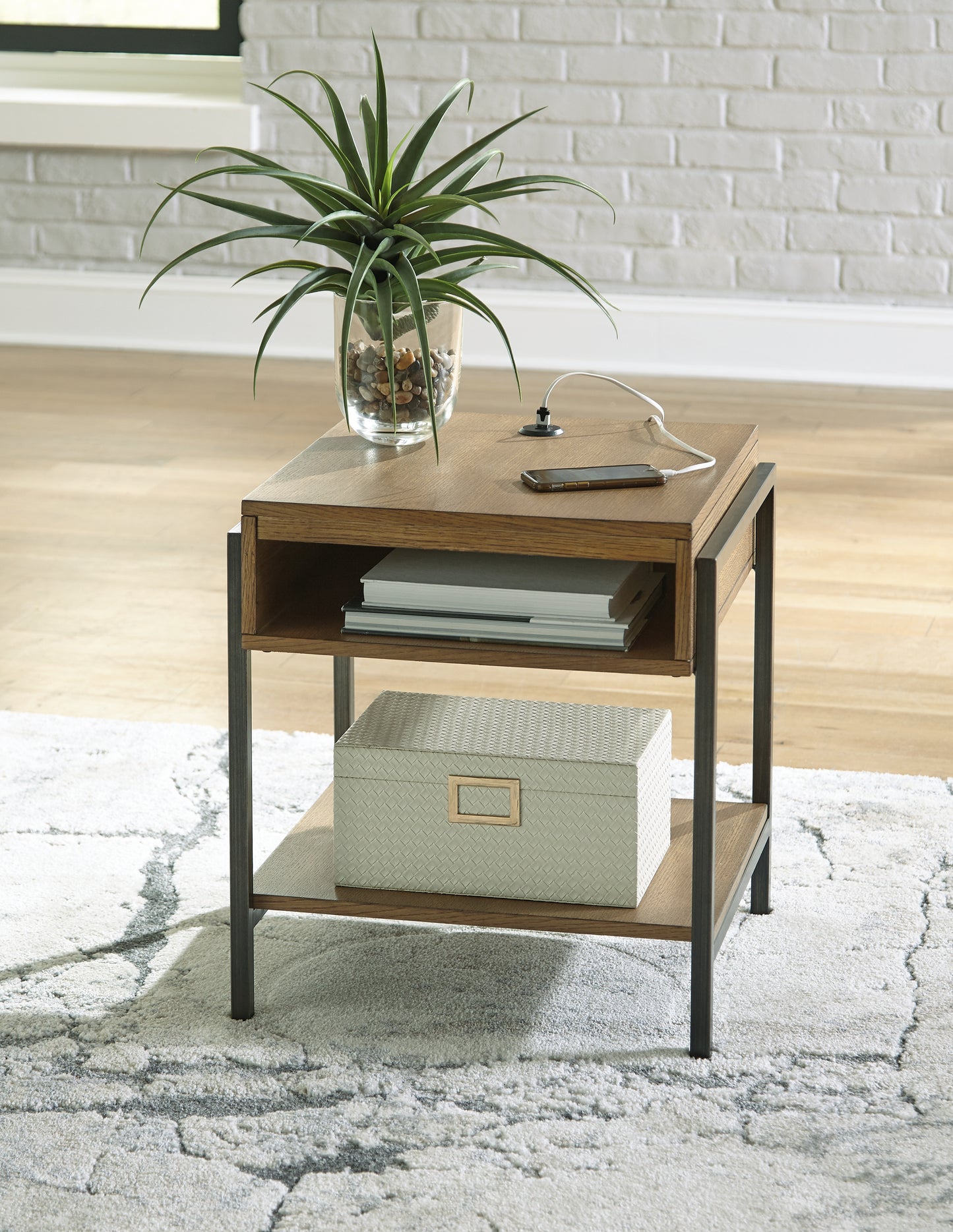 Ocala Furniture Outlet - Ashley Furniture - Fridley End Table - Rectangular End Table / Brown/Black - T964-3