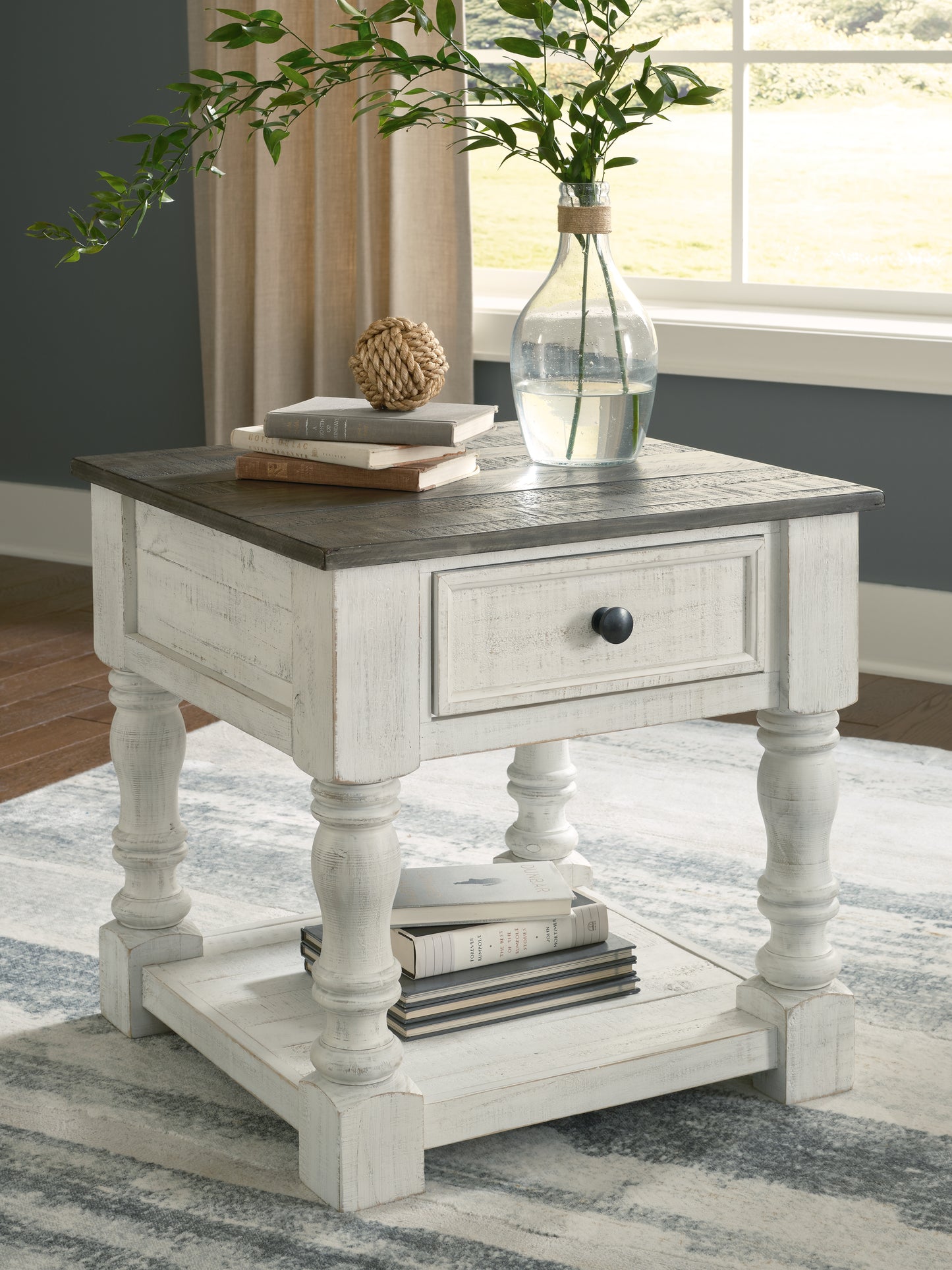 Ocala Furniture Outlet - Ashley Furniture - Havalance End Table - Square End Table / White/Gray - T994-2