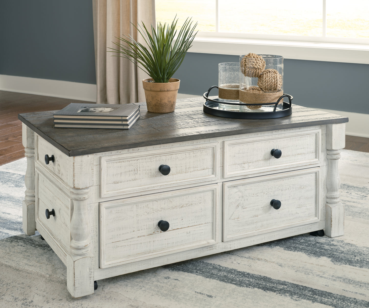 Ocala Furniture Outlet - Ashley Furniture - Havalance Lift-Top Coffee Table - Lift Top Cocktail Table / White/Gray - T994-20
