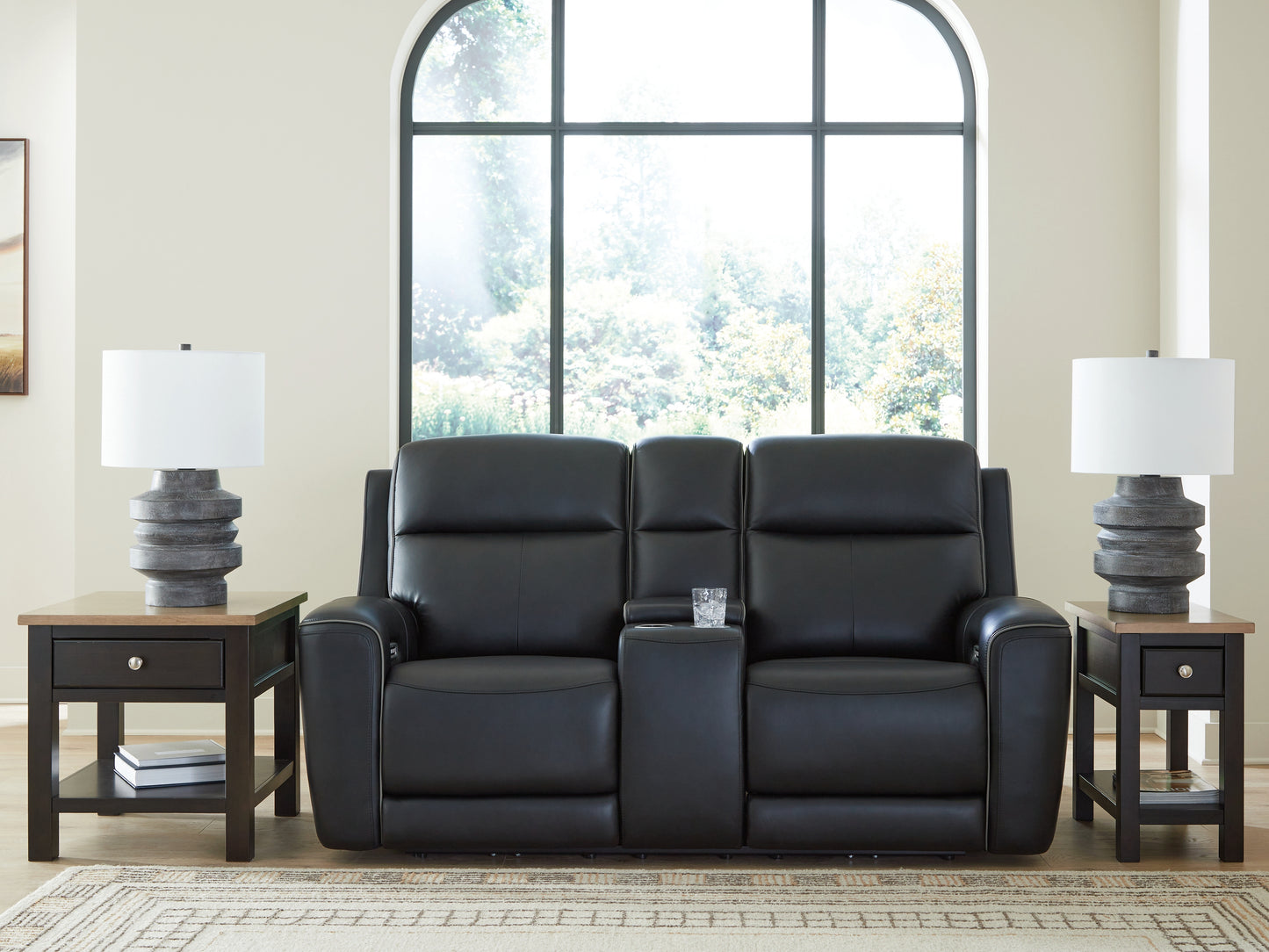 Ocala Furniture Outlet - Ashley Furniture - 5Z-Comfort Living Room - PWR REC Loveseat/CON/ADJ HDRST / Onyx - PCU1090218