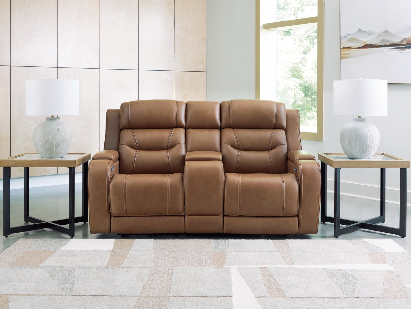Ocala Furniture Outlet - Ashley Furniture - Knightington Living Room - PWR REC Love w/Audio Seating / Caramel - PCU1160018A