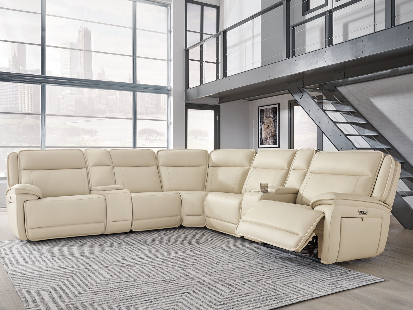 Ocala Furniture Outlet - Ashley Furniture - Double Deal Sectional - 7-Piece Reclining Sectional with 2 Consoles / Almond - U13001S9