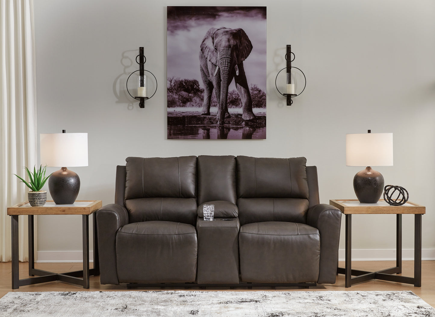 Ocala Furniture Outlet - Ashley Furniture - Boxmere Living Room - DBL REC PWR Loveseat w/Console / Storm - U1310096