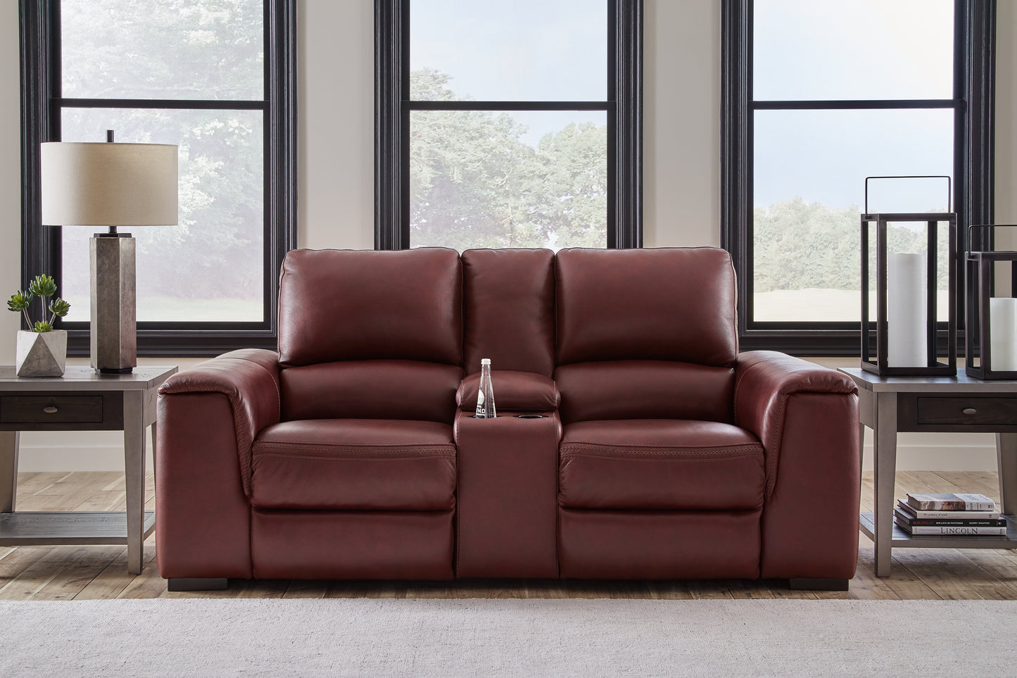 Ocala Furniture Outlet - Ashley Furniture - Alessandro Living Room - PWR REC Loveseat/CON/ADJ HDRST / Garnet - U2550118