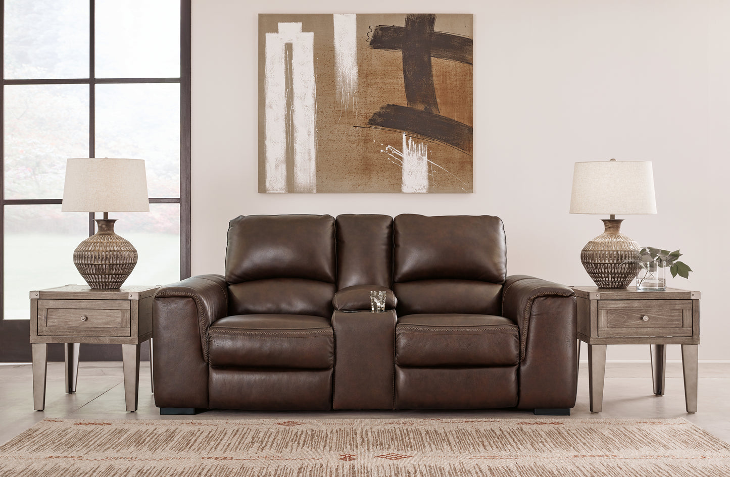 Ocala Furniture Outlet - Ashley Furniture - Alessandro Living Room - PWR REC Loveseat/CON/ADJ HDRST / Walnut - U2550218