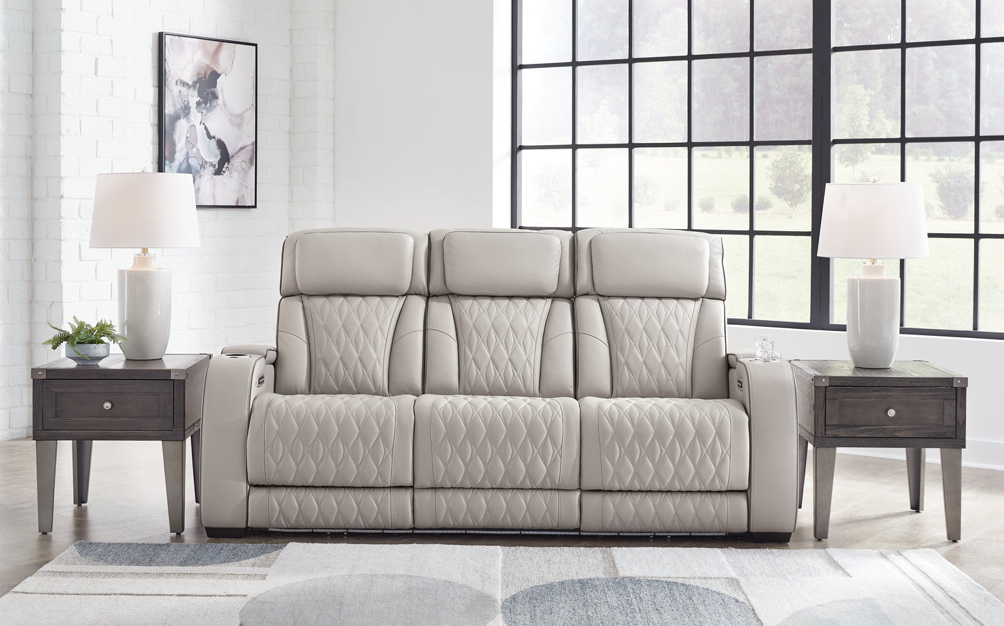 Ocala Furniture Outlet - Ashley Furniture - Boyington Living Room - PWR REC Sofa with ADJ Headrest / Gray - U2710515