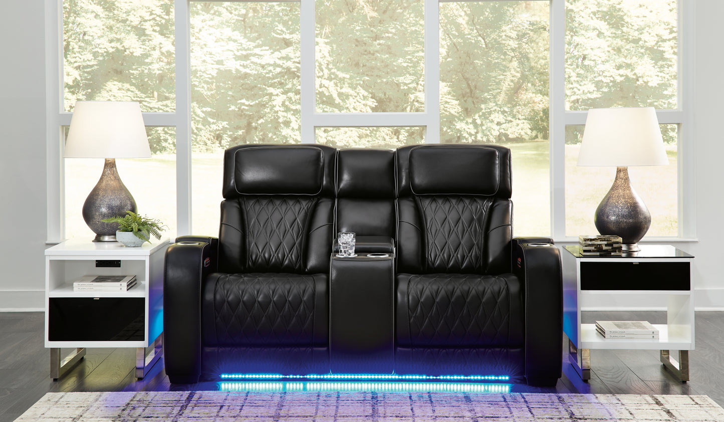 Ocala Furniture Outlet - Ashley Furniture - Boyington Living Room - PWR REC Loveseat/CON/ADJ HDRST / Black - U2710618