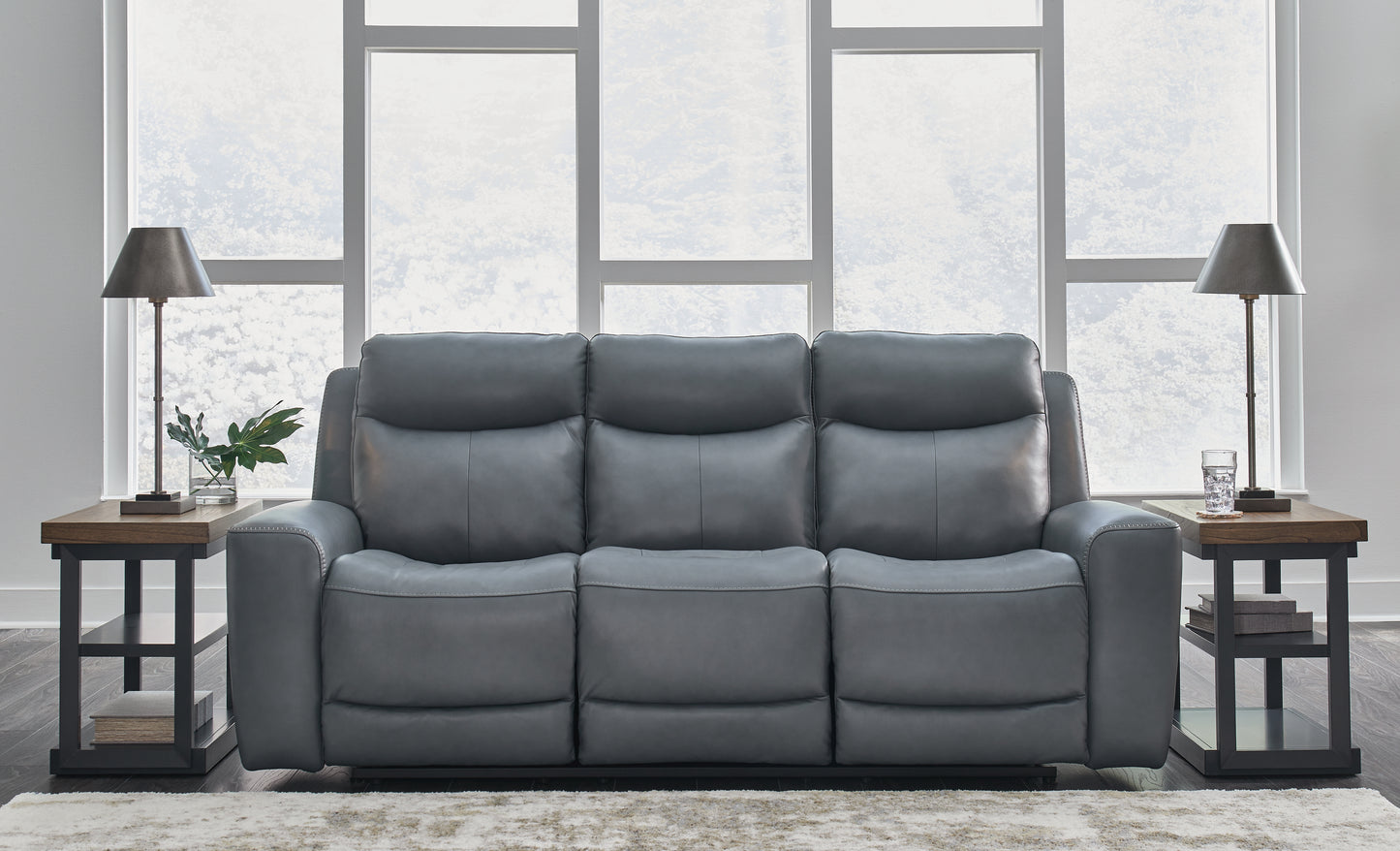 Ocala Furniture Outlet - Ashley Furniture - Mindanao Living Room - PWR REC Sofa with ADJ Headrest / Steel - U5950415