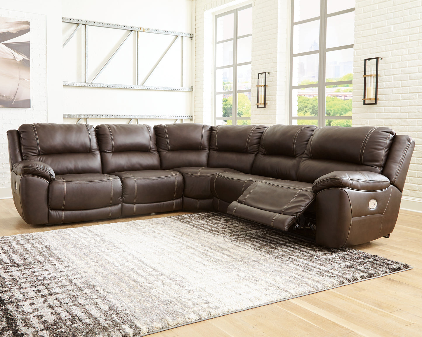 Ocala Furniture Outlet - Ashley Furniture - Dunleith Sectional - 7-Piece Power Reclining Sectional / Chocolate - U71604S7