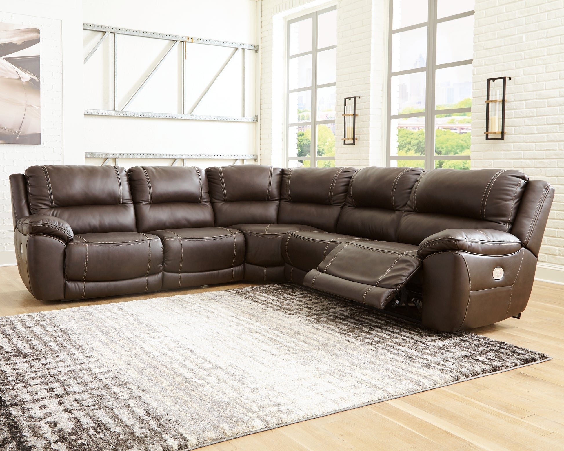 Ocala Furniture Outlet - Ashley Furniture - Dunleith Sectional - 7-Piece Power Reclining Sectional / Chocolate - U71604S7