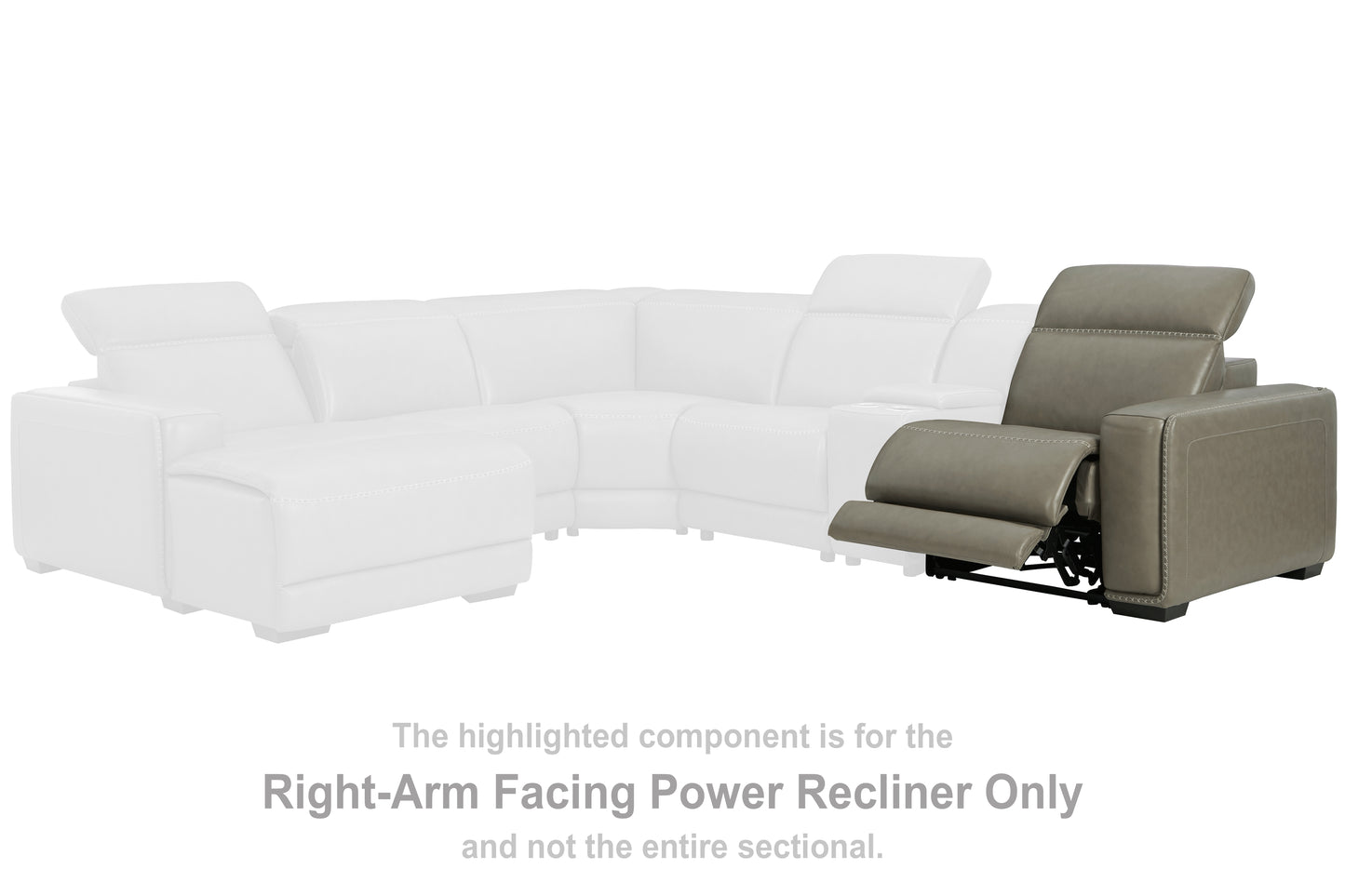 Ocala Furniture Outlet - Ashley Furniture - Correze Sectional - RAF Zero Wall Power Recliner / Gray - U9420262