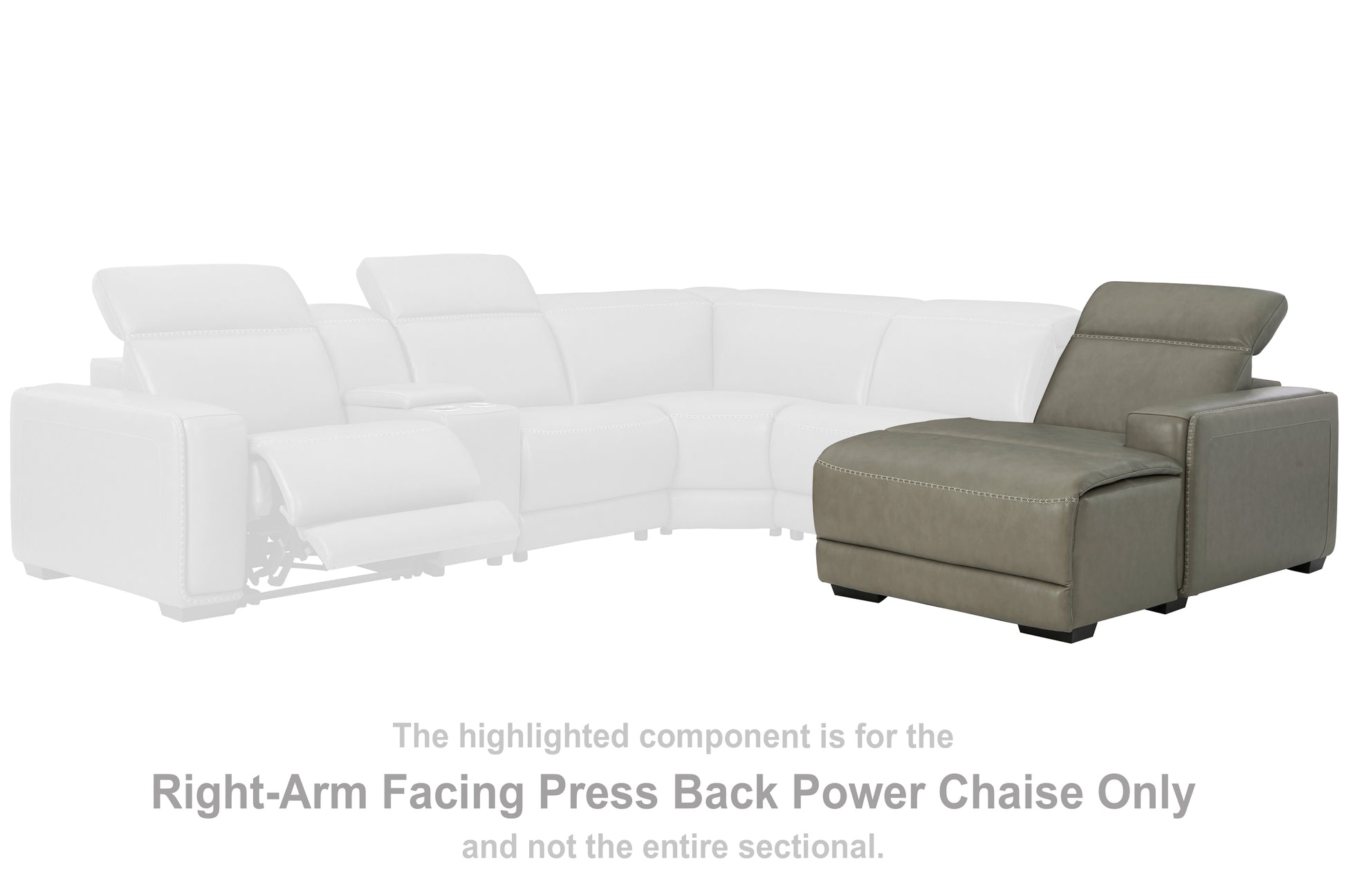 Ocala Furniture Outlet - Ashley Furniture - Correze Sectional - RAF PWR Reclining Back Chaise / Gray - U9420297