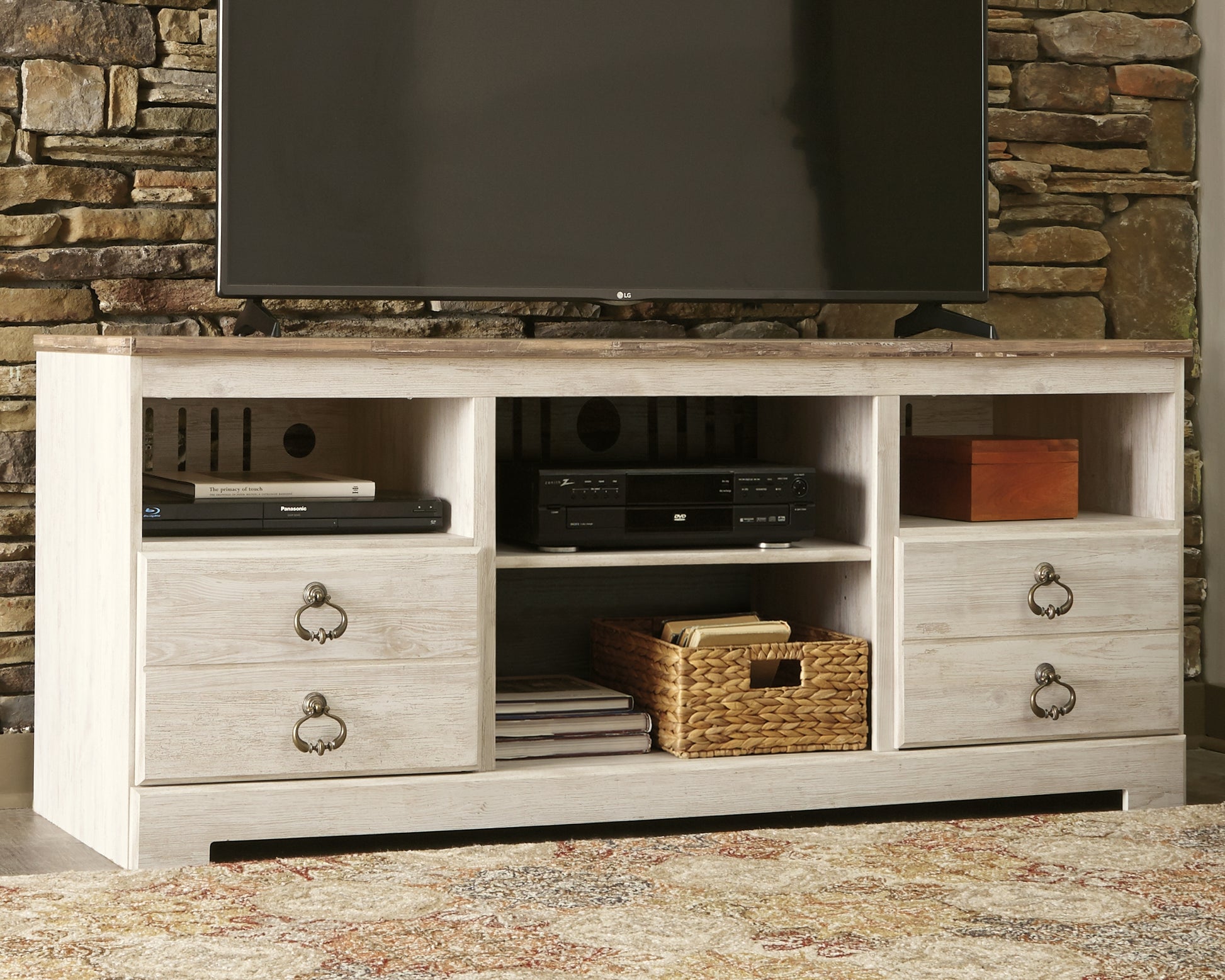 Ocala Furniture Outlet - Ashley Furniture - Willowton TV Stand - 64" / Whitewash - W267-68