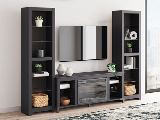 Ocala Furniture Outlet - Ashley Furniture - Cayberry 3-Piece Entertainment Center with Electric Fireplace - 3-Piece Entertainment Center with Electric Fireplace / Black - W2721W2
