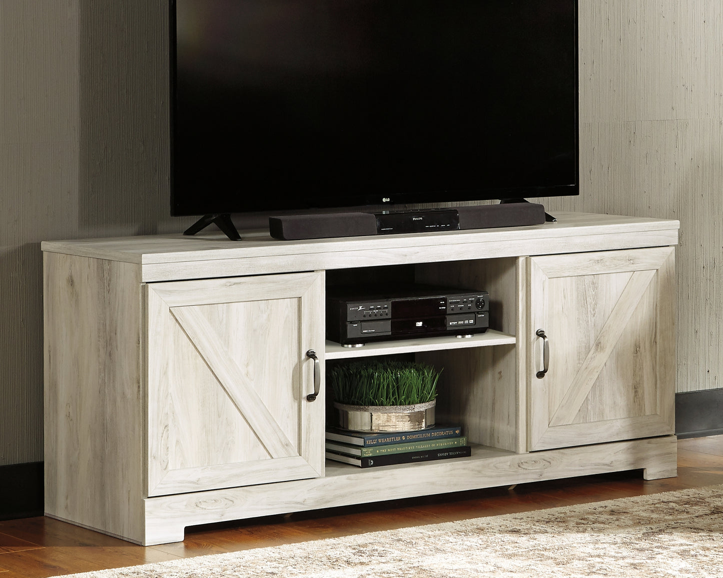 Ocala Furniture Outlet - Ashley Furniture - Bellaby TV Stand - 63" / Whitewash - W331-68