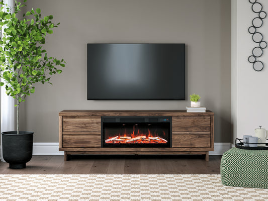 Ocala Furniture Outlet - Ashley Furniture - Zadilyn 72" TV Stand with Electric Fireplace - 72" TV Stand with Electric Fireplace / Brown - W3367W1