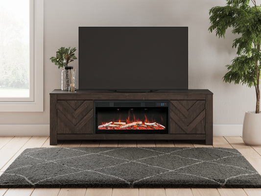 Ocala Furniture Outlet - Ashley Furniture - Cayboni 71" TV Stand with Electric Fireplace - 71" TV Stand with Electric Fireplace / Black - W3789W1