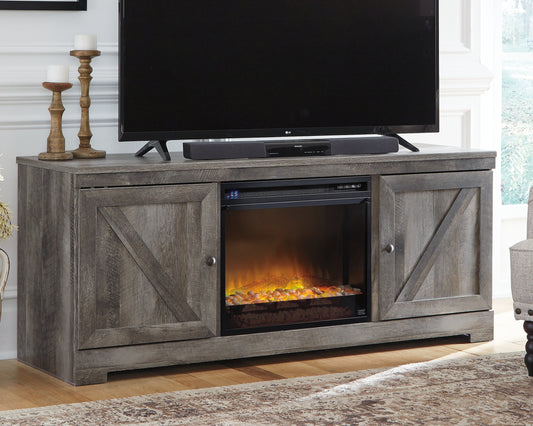 Ocala Furniture Outlet - Ashley Furniture - Wynnlow 63" TV Stand with Electric Fireplace - 63" TV Stand with Electric Fireplace / Gray - W440W4