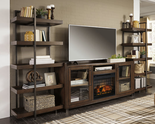 Ocala Furniture Outlet - Ashley Furniture - Starmore 3-Piece Wall Unit with Electric Fireplace - 3-Piece Wall Unit with Electric Fireplace / Brown/Gunmetal - W633W6