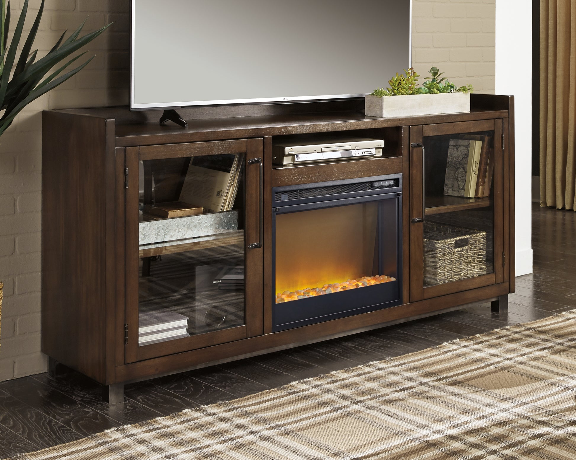 Ocala Furniture Outlet - Ashley Furniture - Starmore 70" TV Stand with Electric Fireplace - 70" TV Stand with Electric Fireplace / Brown - W633W4