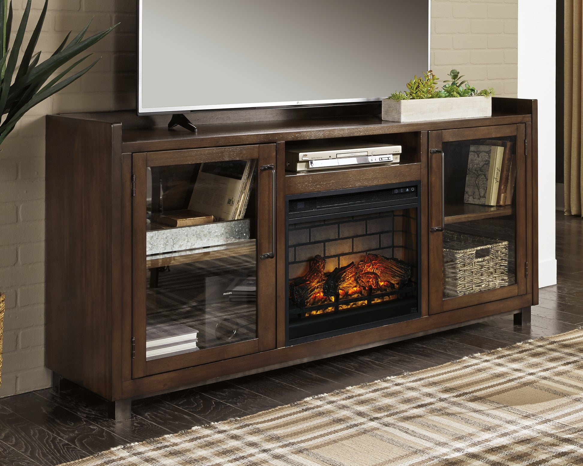 Ocala Furniture Outlet - Ashley Furniture - Starmore 70" TV Stand with Electric Fireplace - 70" TV Stand with Electric Fireplace / Brown - W633W5