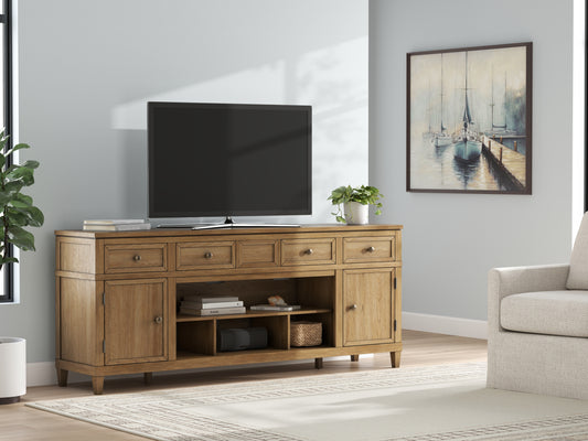 Ocala Furniture Outlet - Ashley Furniture - Sharlance 81" TV Stand - 81" / Light Brown - W655-68