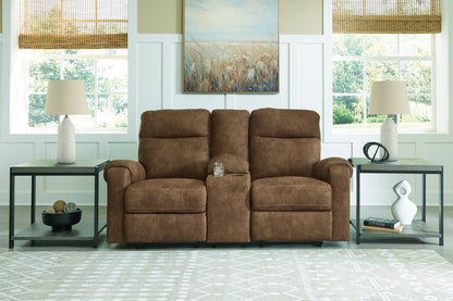 Ocala Furniture Outlet - Ashley Furniture - Edenwold Living Room - DBL Rec Loveseat w/Console / Brindle - 1380594