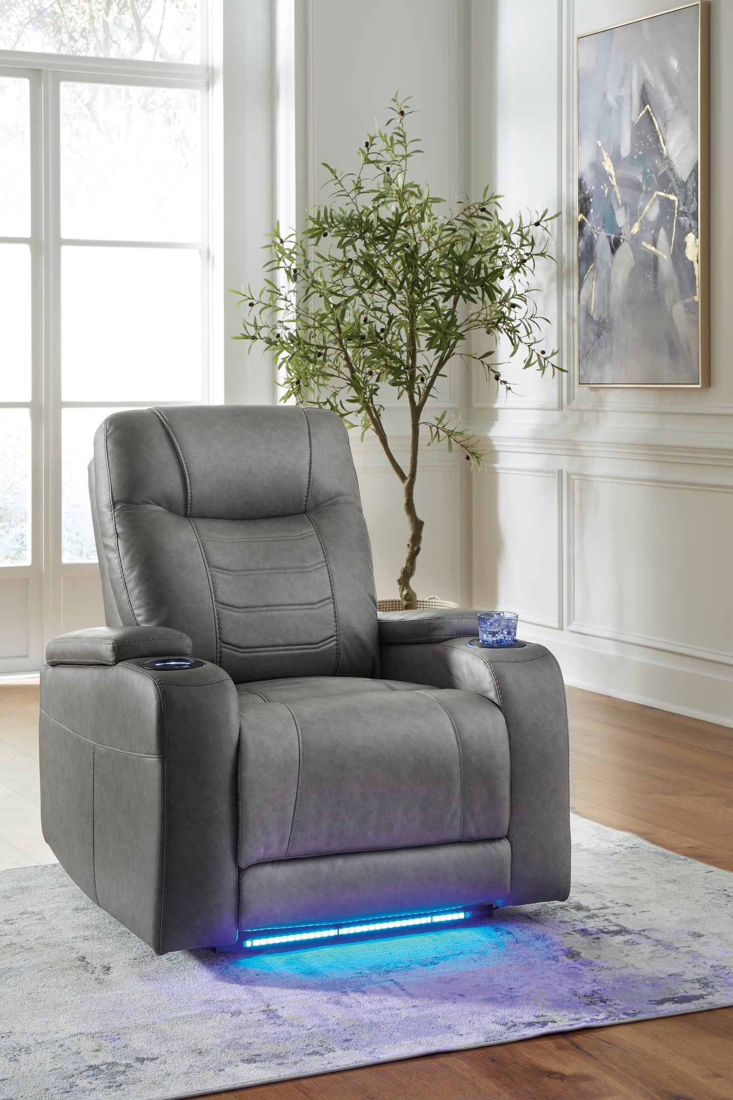 Ocala Furniture Outlet - Ashley Furniture - Schooner Rocks Living Room - PWR Recliner/ADJ Headrest / Slate - 1610213