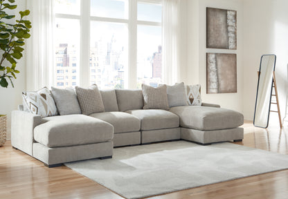 Ocala Furniture Outlet - Ashley Furniture - Aslan Court Sectional - RAF 4-Piece Sofa Pit Sectional / Pebble - 20305S5