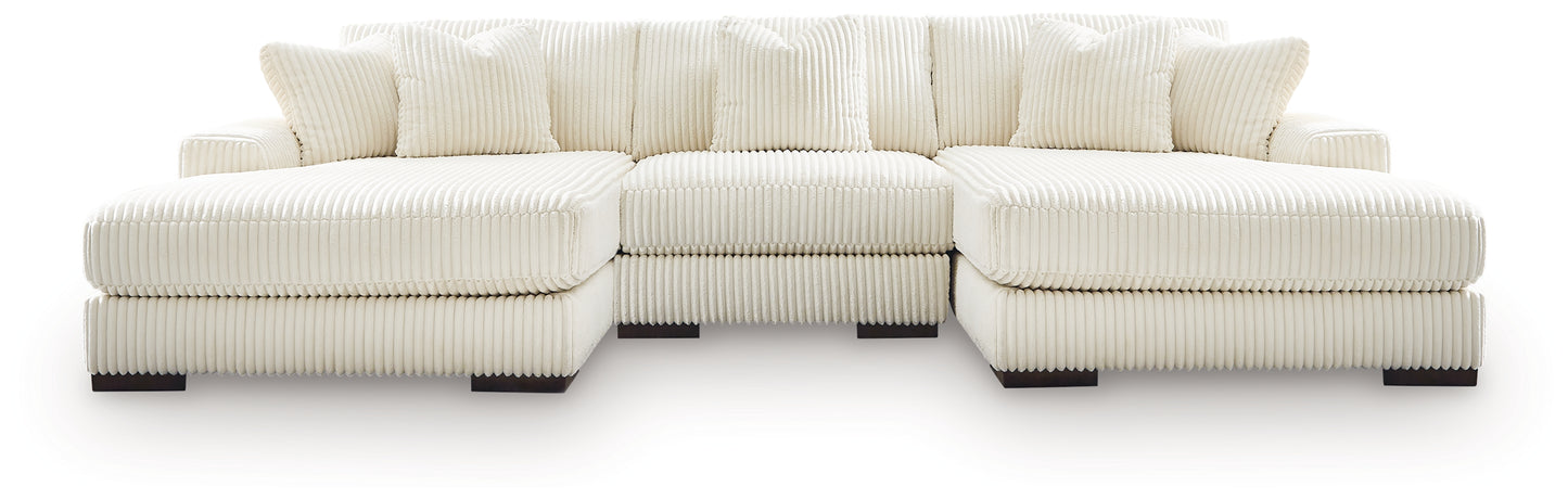 Ocala Furniture Outlet - Ashley Furniture - Lindyn Sectional - RAF 3-Piece Sectional with Double Chaise / Ivory - 21104S18