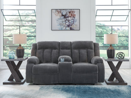Ocala Furniture Outlet - Ashley Furniture - Observation Living Room - DBL REC PWR Loveseat w/Console / Steel - PC2140596