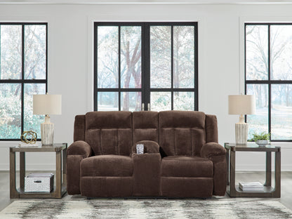 Ocala Furniture Outlet - Ashley Furniture - Observation Living Room - DBL REC PWR Loveseat w/Console / Chocolate - PC2140696