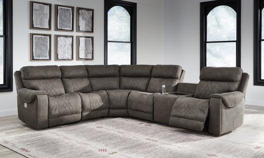 Ocala Furniture Outlet - Ashley Furniture - Hoopster Sectional - 6-Piece Power Reclining Sectional / Gunmetal - 23703S5