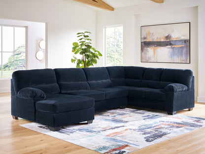 Ocala Furniture Outlet - Ashley Furniture - SimpleJoy Sectional - RAF 3-Piece Sectional with Chaise / Navy - 24205S1