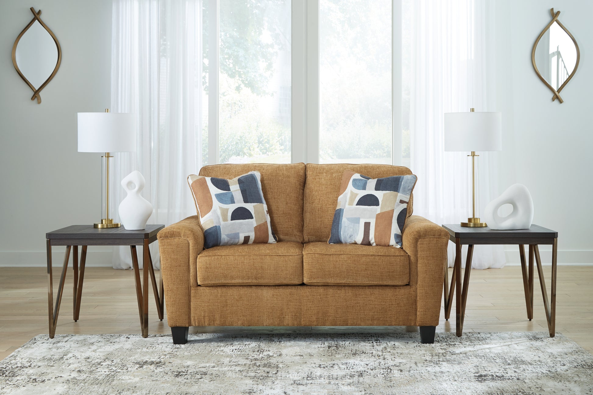 Ocala Furniture Outlet - Ashley Furniture - Erinslane Living Room - Loveseat / Honey - 2520735