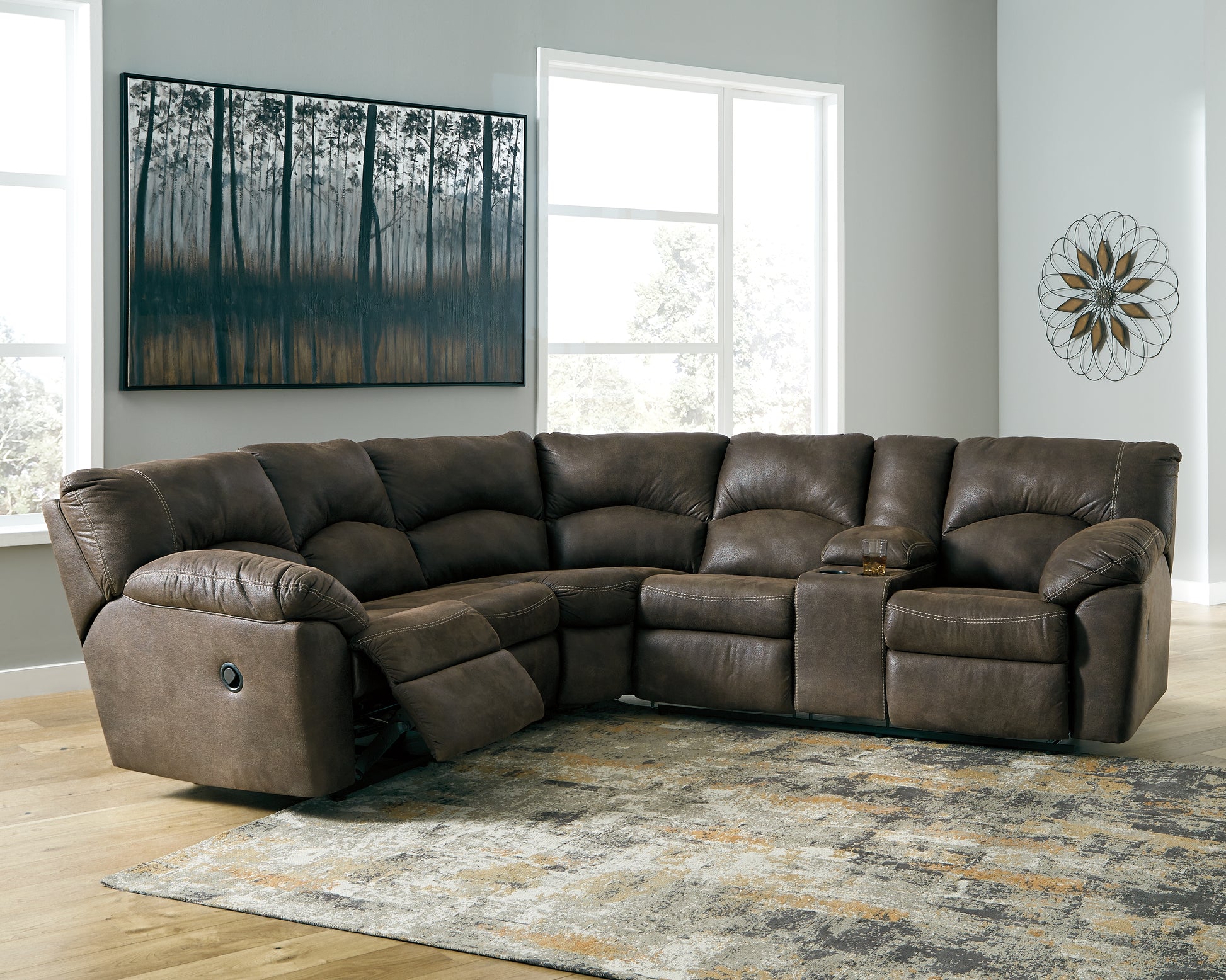 Ocala Furniture Outlet - Ashley Furniture - Tambo Sectional - 2-Piece Reclining Sectional / Canyon - 27802S1