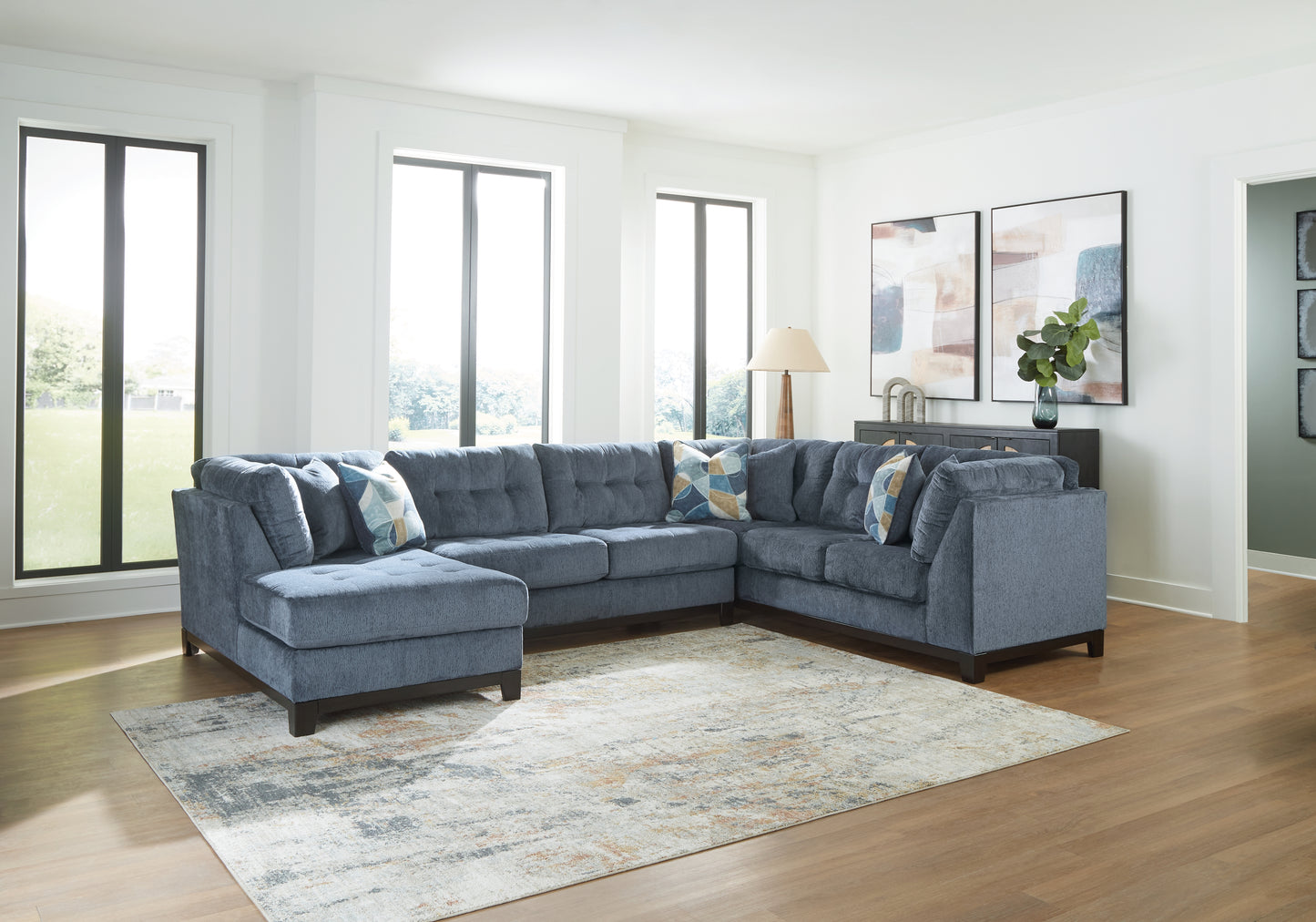 Ocala Furniture Outlet - Ashley Furniture - Maxon Place Sectional - RAF 3-Piece Sectional with Chaise / Navy - 33003S1