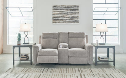 Ocala Furniture Outlet - Ashley Furniture - Barnsana Living Room - DBL REC PWR Loveseat w/Console / Ash - 3320196