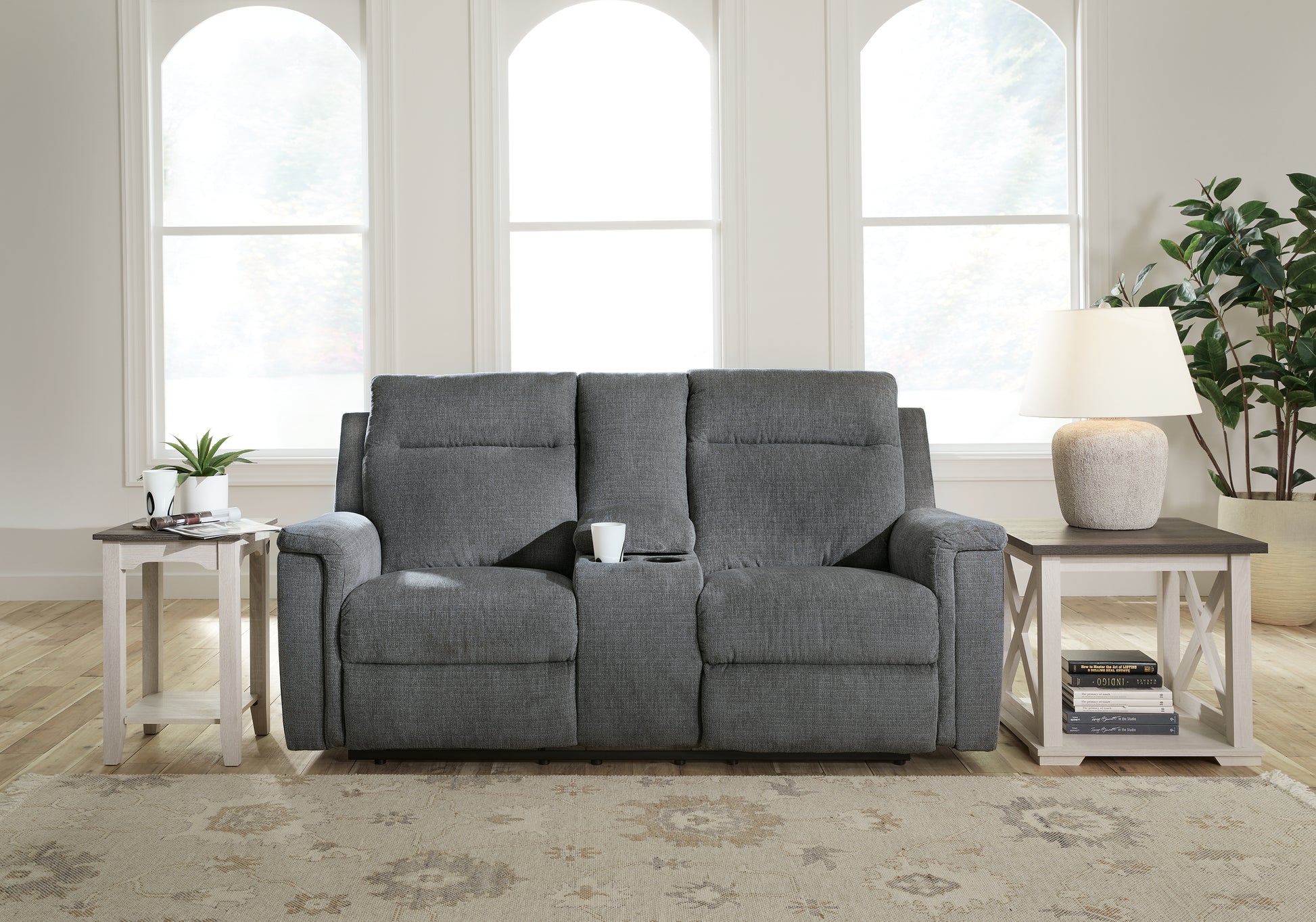 Ocala Furniture Outlet - Ashley Furniture - Barnsana Living Room - DBL REC PWR Loveseat w/Console / Gravel - 3320296