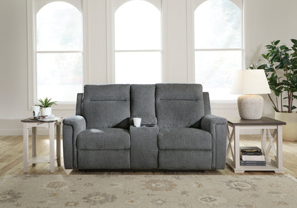 Ocala Furniture Outlet - Ashley Furniture - Barnsana Living Room - DBL REC PWR Loveseat w/Console / Gravel - 3320296